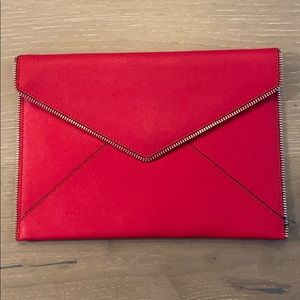 NWT Rebecca Minkoff Carnation Red Leo Clutch
